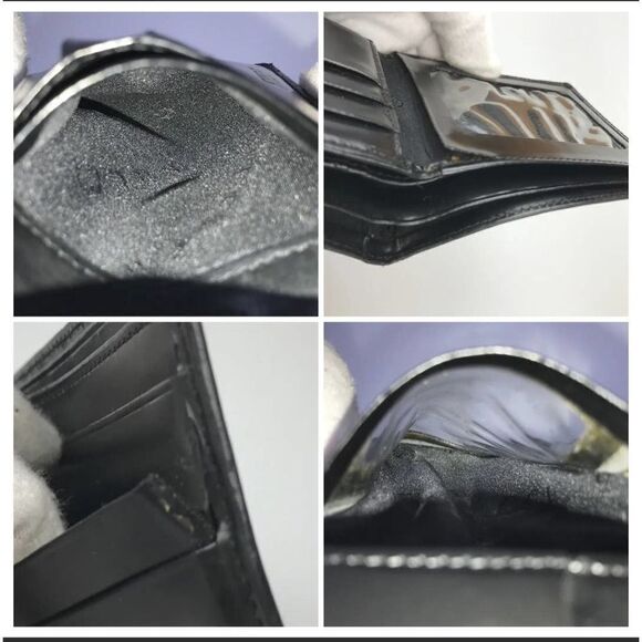 GUCCI Wallet Bi Fold Black Leather Silver GG Marmont  Authentic - Picture 8 of 10